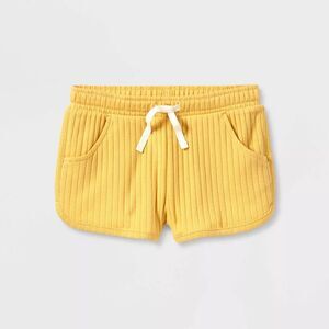 Girls' Cat & Jack Rib Pull-on Shorts - Light Mustard - Plus (10 - 12)